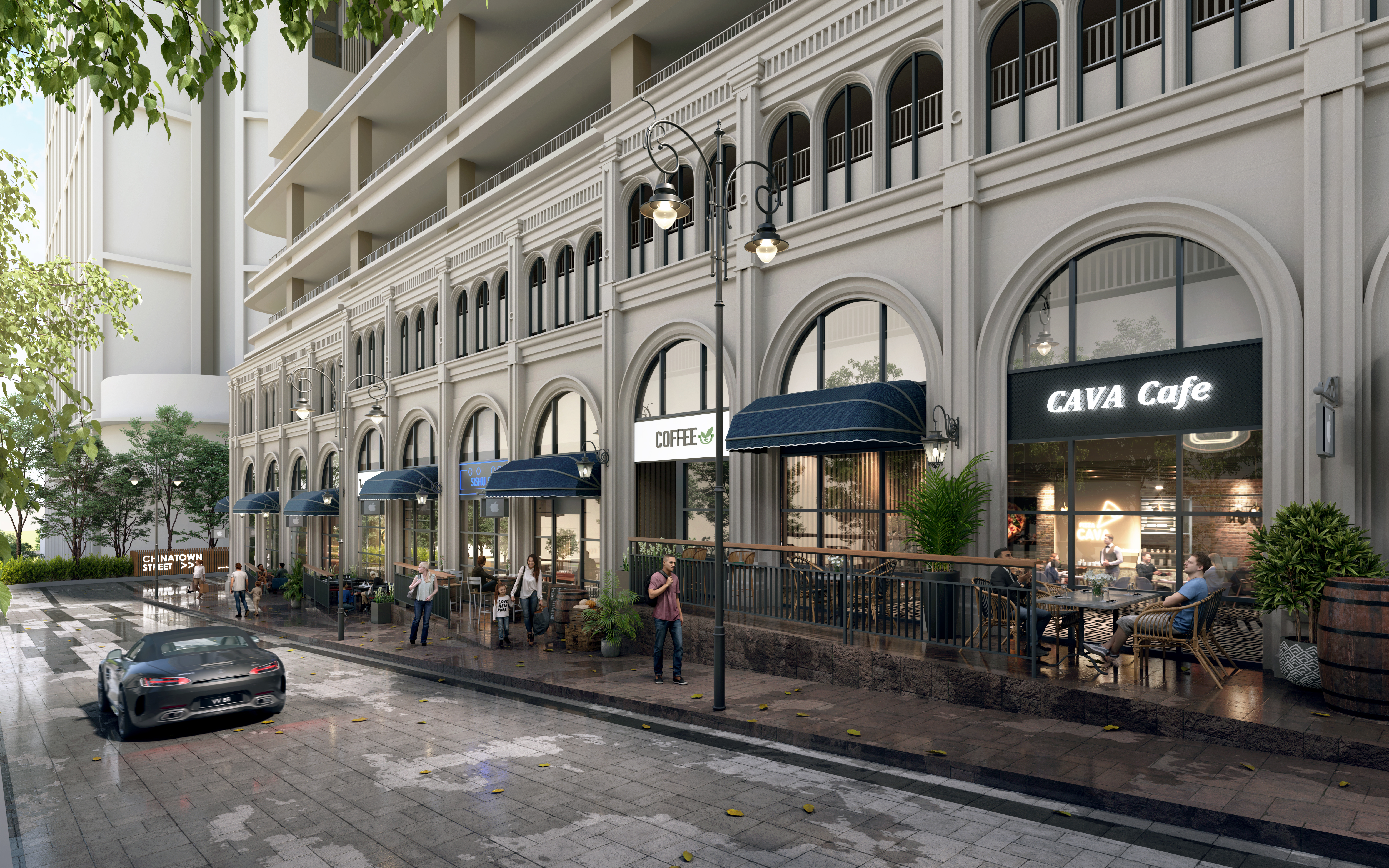 Colonial retail architecture at The Aldenz